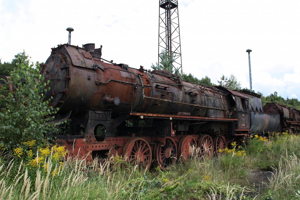 52 8100 total zugewachsen am 04.09.2010 im ehemaligen BW Falkenberg oberer Bahnhof. Die Sammlung war dieses Jahr leider nur an diesem einem Wochenende zugnglich. 

