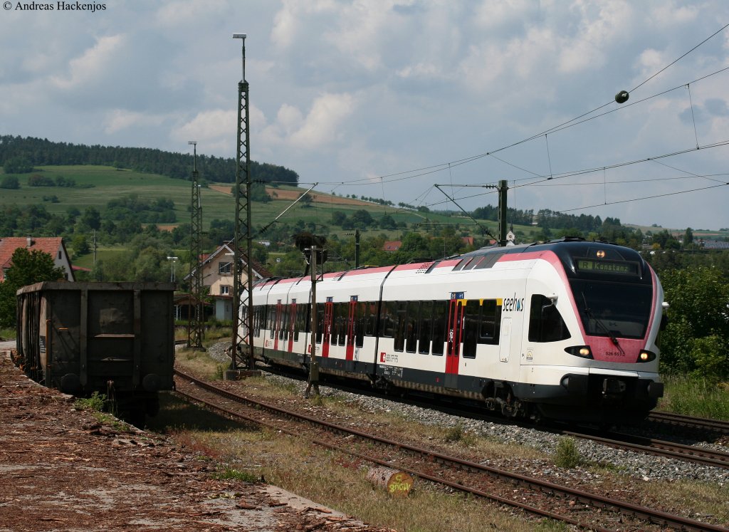 526 657-2 als SBB79839 (Engen-Konstanz) bei Welschingen am 29.5.10. Zeigt sich langsam im Schweinchenrosa