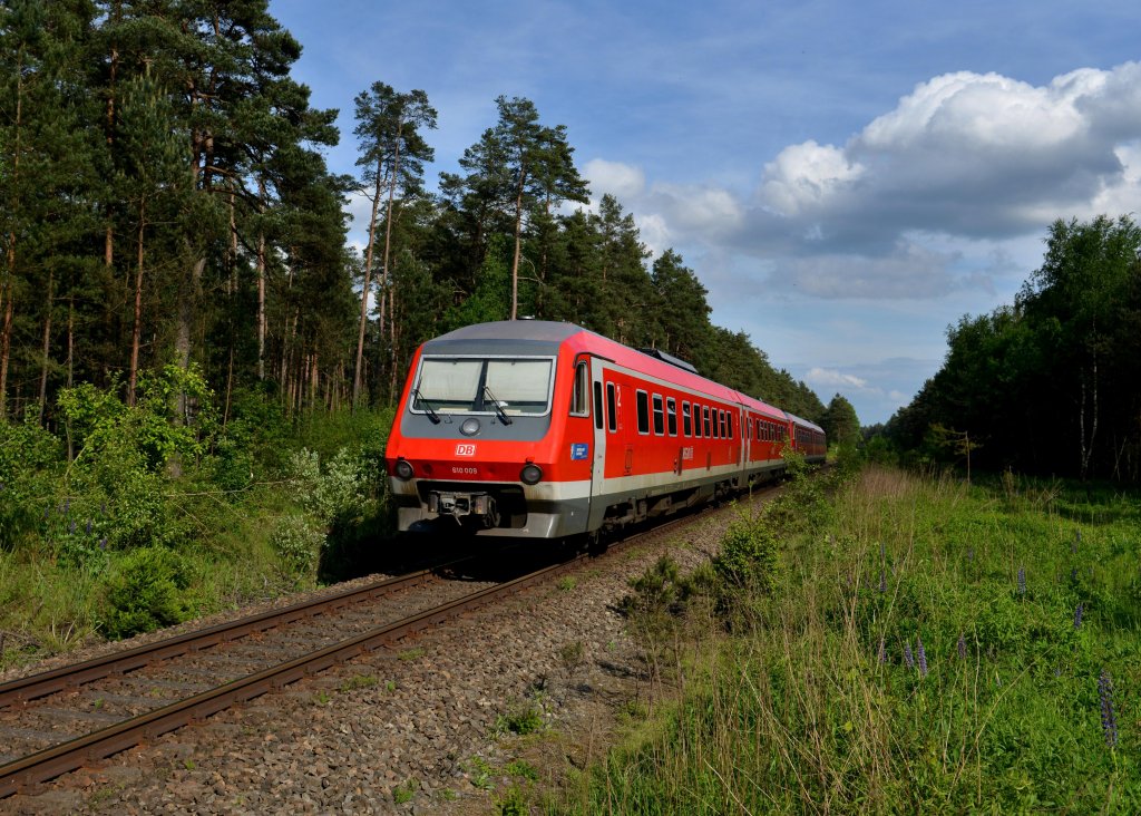 610 009 als RB nach Furth im Wald am 06.06.2013 zwischen Neubu und Bodenwhr.