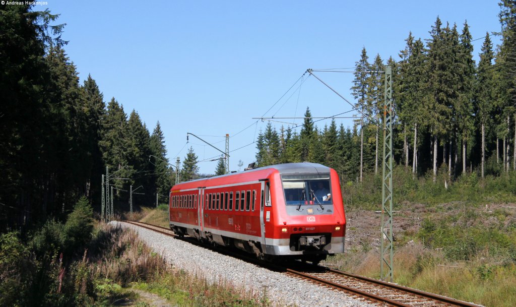 611 027-4 als RB 26937 (Titisee-Seebrugg) bei Aha 16.9.12