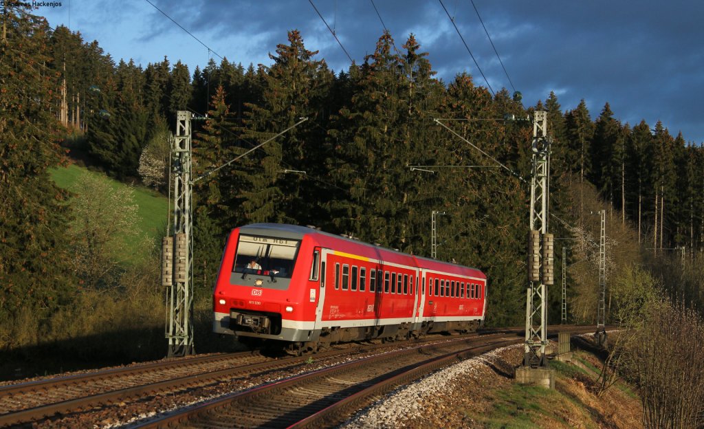 611 030-8 als IRE 3205 (Triberg-Ulm Hbf) bei St.Georgen 30.4.12