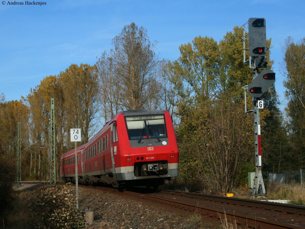 611 037-3 als RE 3215 (Neustadt(Schwarzw)-Ulm Hbf) am Esig Donaueschingen 27.10.09