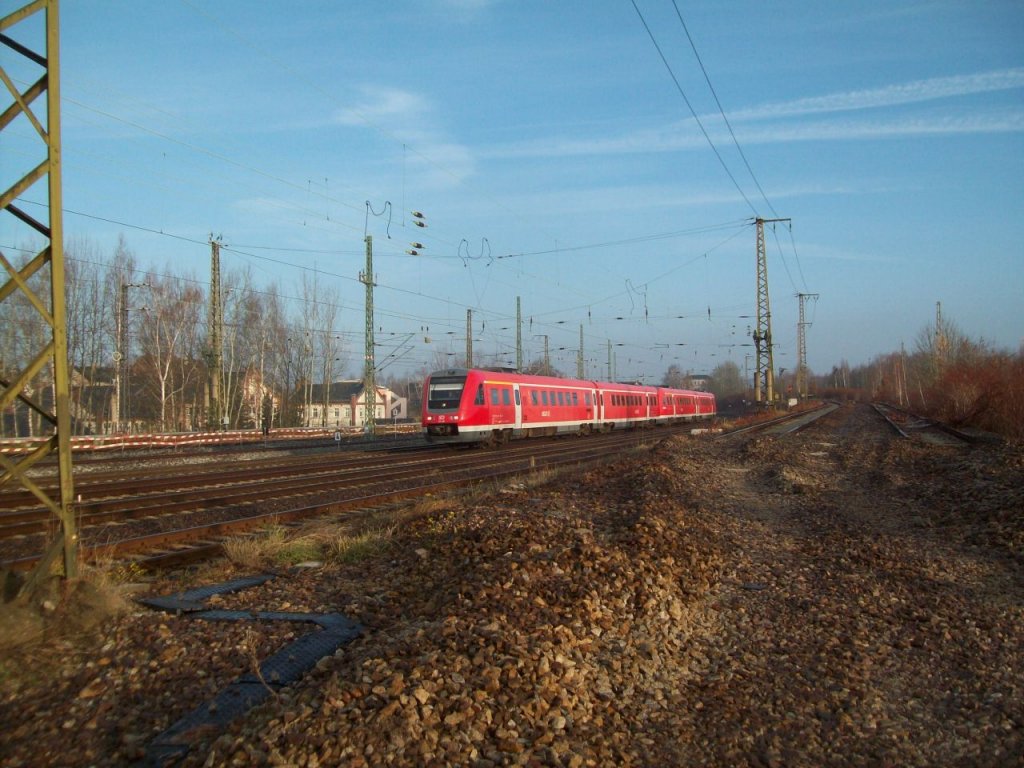 612 001 und 612 131 erreichen in wenigen Minuten Chemnitz HBF. Standort war die ber�umte und �ffentlich zug�ngliche Trasse zum ehemaligen Rangierbahnhof Chemnitz-Hilbersdorf.