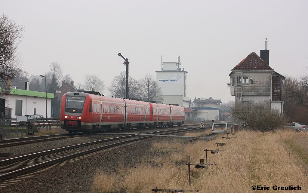 612 015 am 28.01.2012 mit einem RE nach Hannover bei Baddeckenstedt.