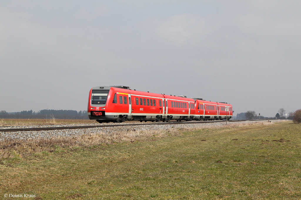 612 087 und 612 003 als RE 3164 am 01.04.2013 bei Buchloe.