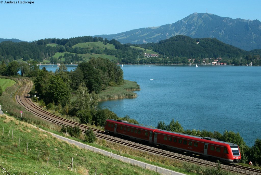 612 088-5 als RE 3990 (Lindau Hbf-Ulm Hbf) am Alpsee 30.8.09 leider war die Sonne nicht ganz rum, aber wir kommen wieder!