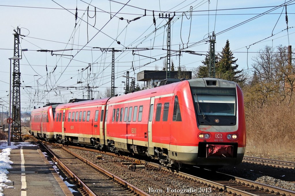 612er Doppeltraktion aus Hagen kommend in Richtung Kassel Wilhelmshhe. Warburg 24.03.2013