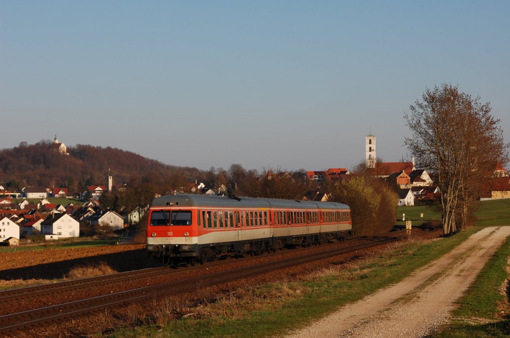 614 005/006 am 07.04.2010 bei Sulzbach-Rosenberg als Ersatz fr einen ausgefallenen 610er.