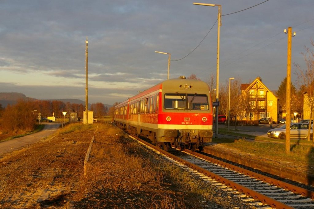 614 083+084 am 27.11.2008 als RB nach Ebermannstadt in Kirchehrenbach.