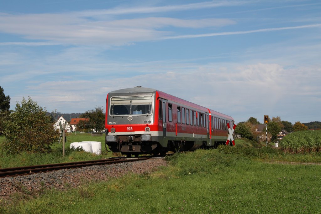 628 206 als RB 18229 von Weinheim(Bergstr) nach Frth(Odw).Aufgenommen am 03.10.10 bei Rimbach.