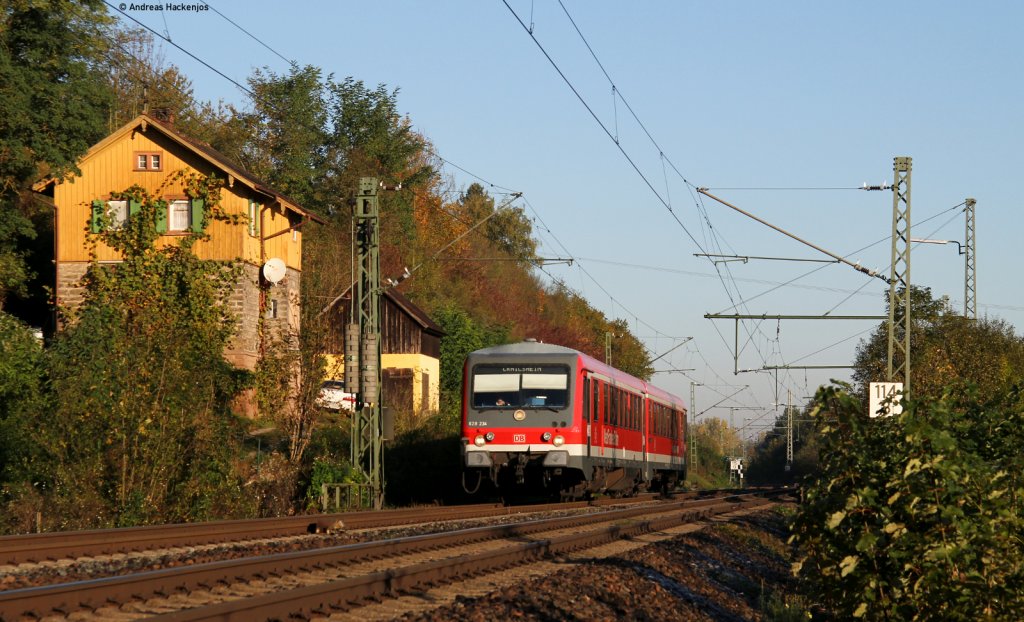628 234-7 als RE 23381 (Aschaffenburg Hbf-Crailsheim) bei Lauda 16.10.11