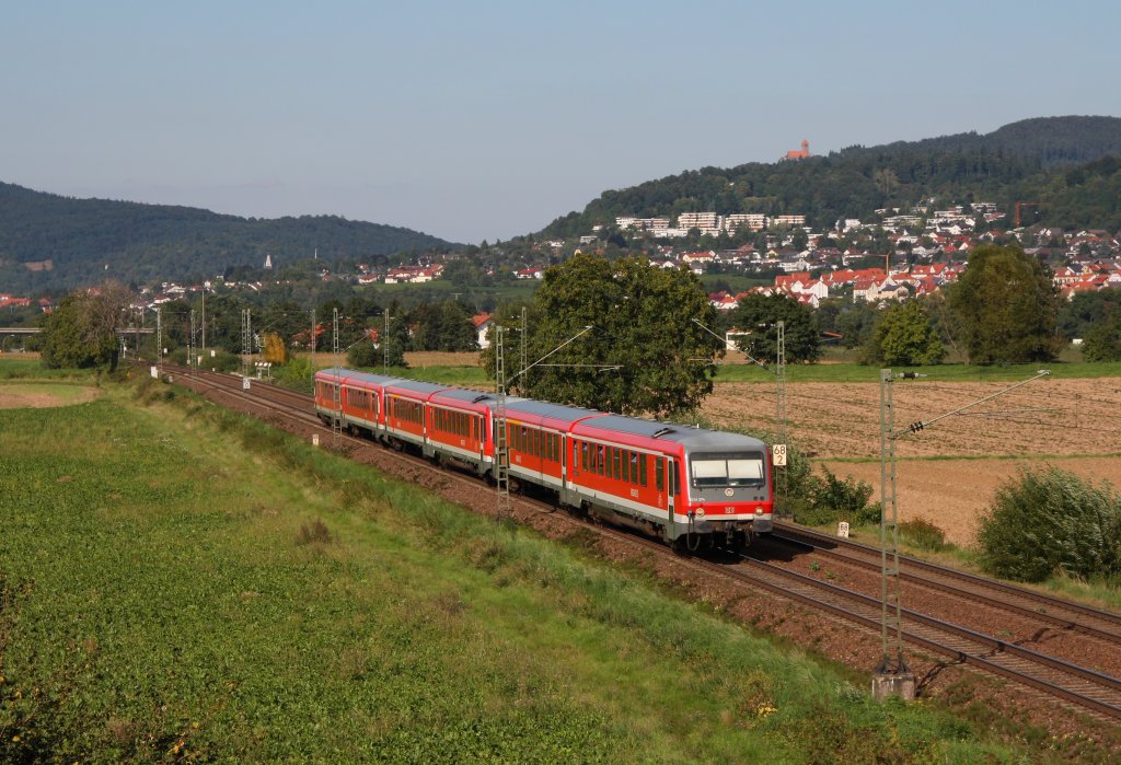 628 274 als RB von Frth(Odw) nach Mannheim Hbf.Am 06.09.10 in Grosachsen-Heddesheim.