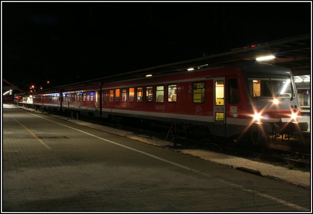 628 343 und 628 350 werden am 7./8. August 2010 der letzte Zug in S�drichtung auf der S�dbahn sein, Ulm Hbf