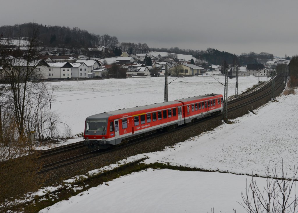 628 423 von der G�ubodenbahn bei einer Leerfahrt am 27.02.2013 bei Ergoldsbach.