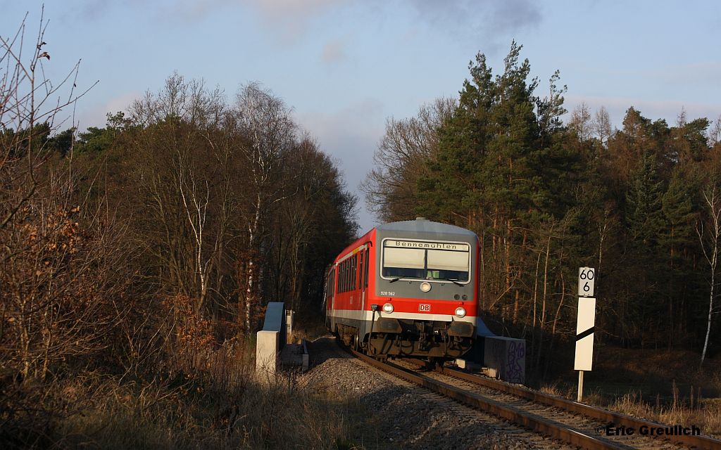 628 562 mit einer RB nach Bennemhlen bei Vorwalsrode am 10.12.11.