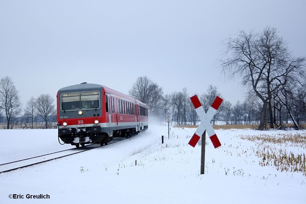 628 625 mit einer RB nach Bennemhlen bei Lindwedel am 6.1.10