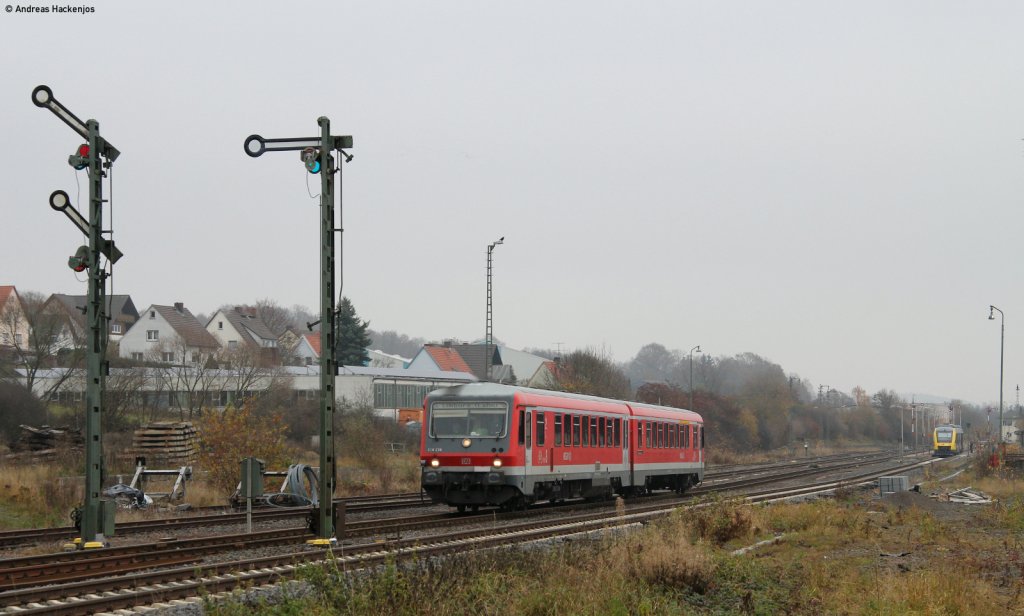 628 638-9 als RE 15680 (Fulda-Limburg(Lahn) in Lauterbach (Hess) Nord 12.11.11