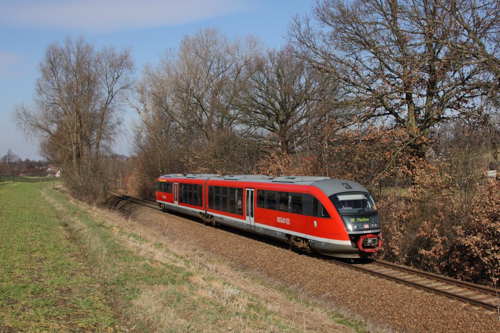 642 045 als RB 26356 von Leipzig nach Meien auf der KBS 506 bei Eula. Fotografiert am 20.03.2012. 