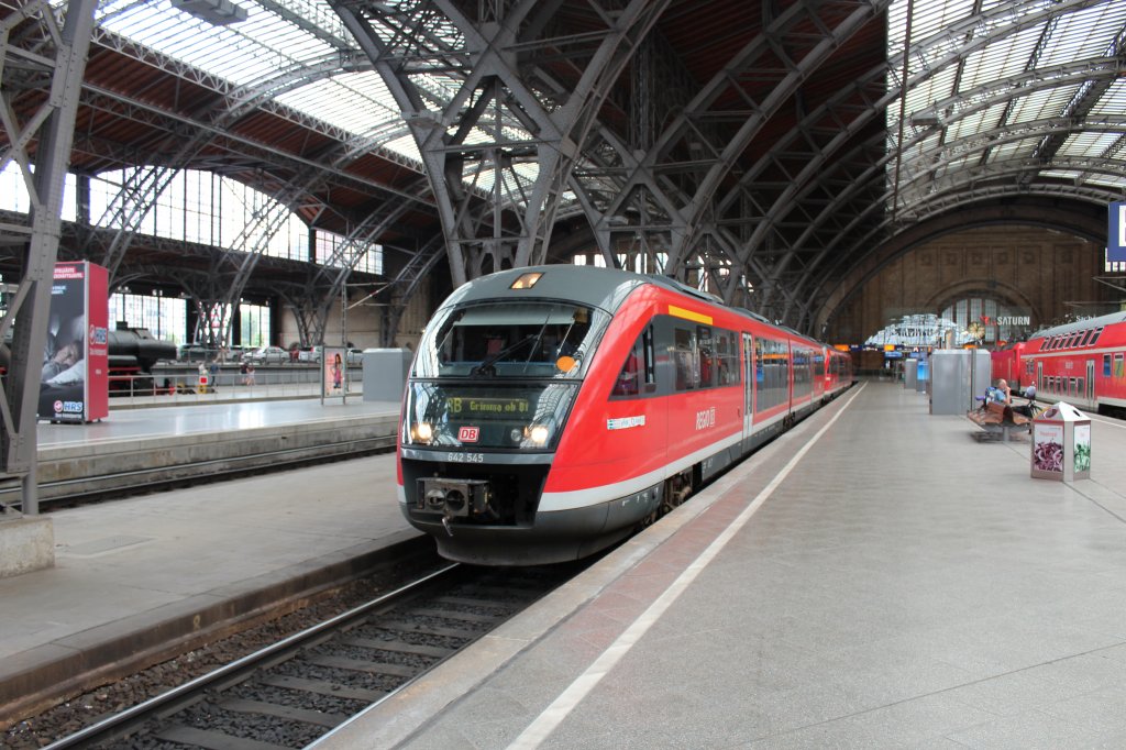 642 545 und 642 178 in Leipzig Hbf warten auf die Abfahrt mit der RB nach Grimma ob Bf. 27.05.2012