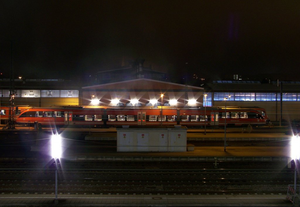 643 001 steht am 14.11.2011 im Bw Kaiserslautern. Aufgenommen vom EDEKA Parkhaus

