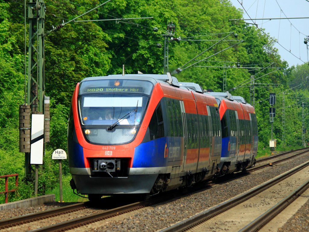 643 709 als RB20 (Euregiobahn) am 21.05.2012 zwischen Kohlscheid und Aachen West auf der KBS 485.