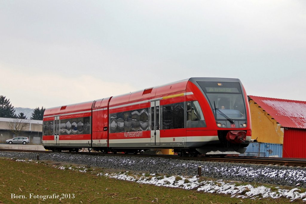 646 209-3 als RE 23007 von Kassel Wilhelmshhe nach Korbach Sd kurz hinter Volkmarsen. 23.03.2013