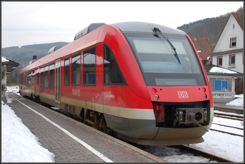 648 115 (SauerlandNetz) der DB Regio stand am 25. Februar 2009 im Bahnhof Brilon Wald.
