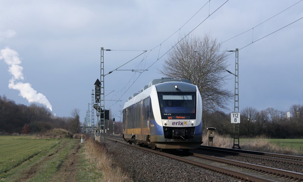 648 479 ist am 09.02.13 als erx84015 auf dem Weg von Bremen Hbf nach Uelzen und konnte bei Bremen Mahndorf aufgenommen werden 