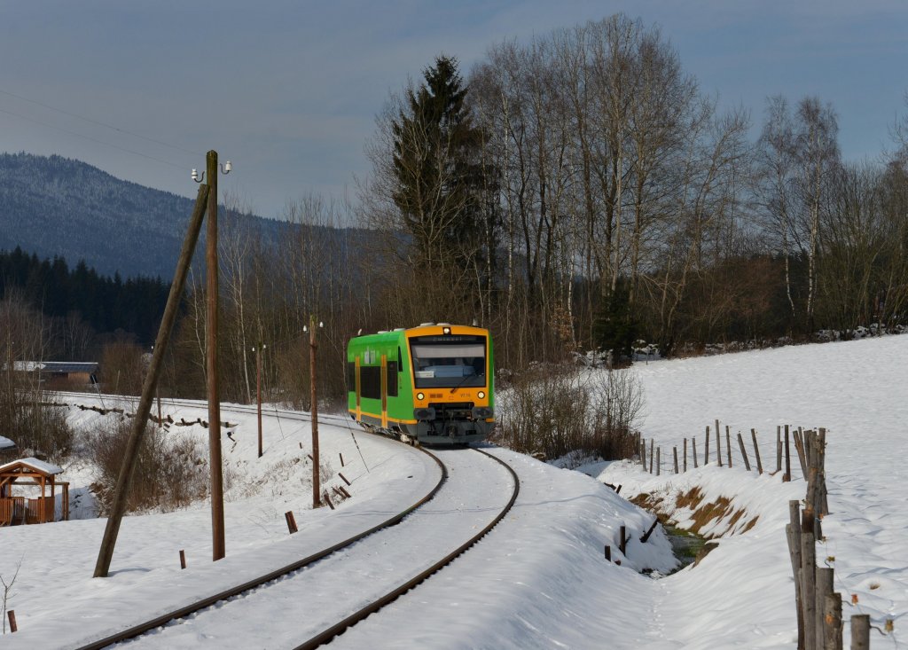 650 650 (VT 15) als RB nach Zwiesel am 11.02.2013 bei Aussenried.