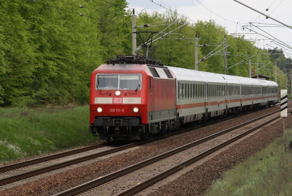 6.5.2012 Bk Wildtrnke. IC 2804 mit 120 111 als Ersatzzug fr EC 378 Richtung Stralsund