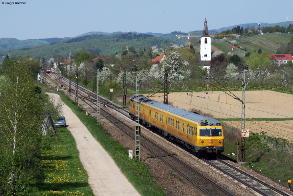 719 501 auf Messfahrt auf der Rheintalbahn Richtung Norden. Aufgenommen am 25.04.2013 bei Denzlingen.