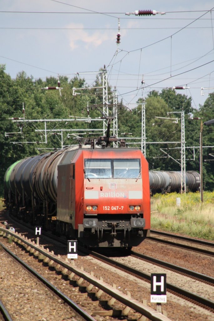 7.8.2012 Zepernick, 152 047 mit Kesselzug Richtung Karower Kreuz.