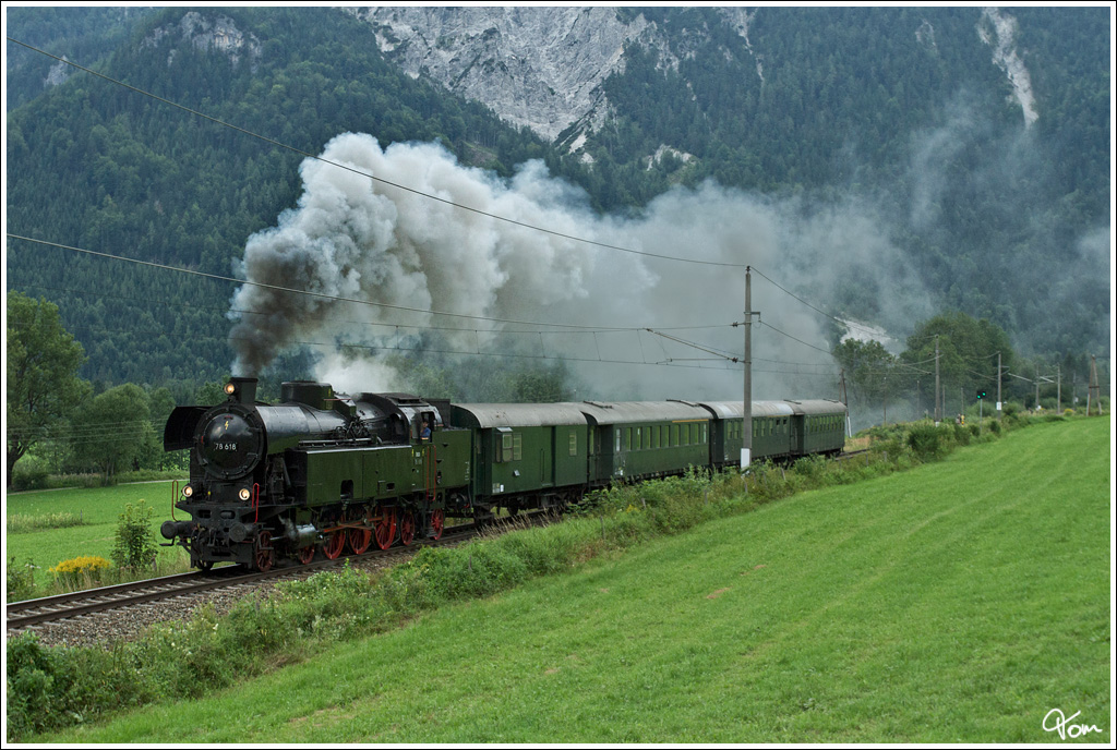 78.618 fhrt mit Fotosonderzug 17254 von Hieflau nach Selzthal.
Frauenberg 11.8.2012