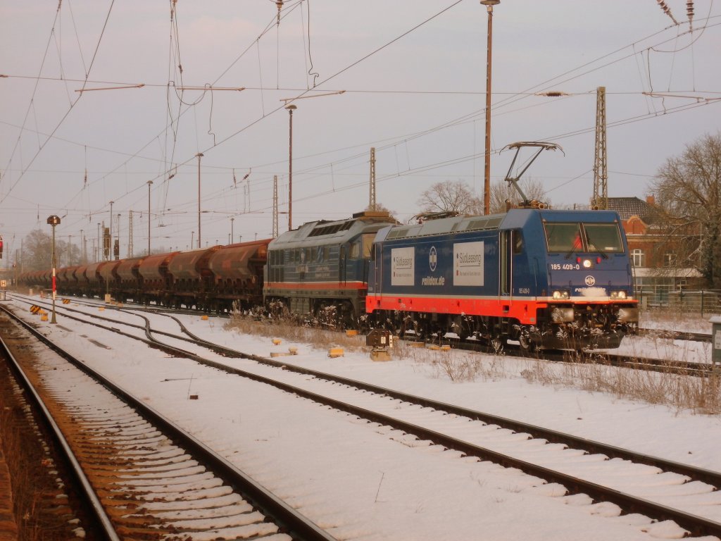 ‎Am 14.03.2013 kamen 185 409 und 232 103 durch Stendal und fuhren zusammen in Richtung Poppendorf. 