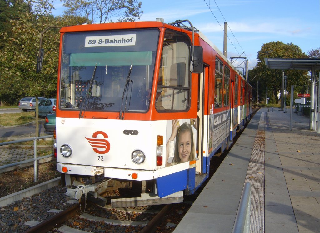 9.10.2011 Strausberg Bahnhof, Tw 22 (Tatra KT8-D5).
