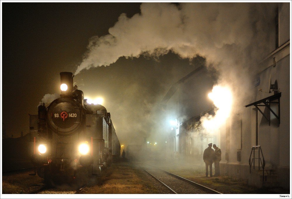 93.1420 mit dem bereitgestellten SR 16687 in Mistelbach-Lokalbahnhof. 6.12.2009.