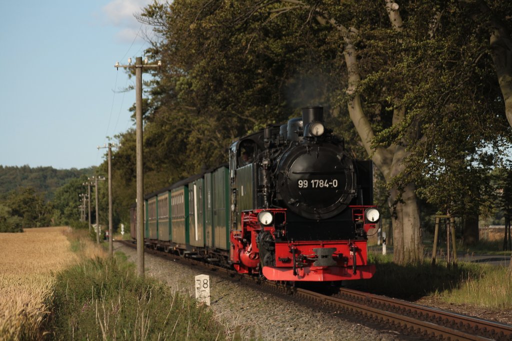 99 1784 der RBB am 26.07.2009 zwischen dem HP Posewald und der Kreuzungsstelle Posewald.