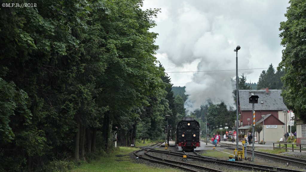 99 222 am 30.7.2012 bei der Ausfahrt von Drei Annen Hohne gen Wernigerode.