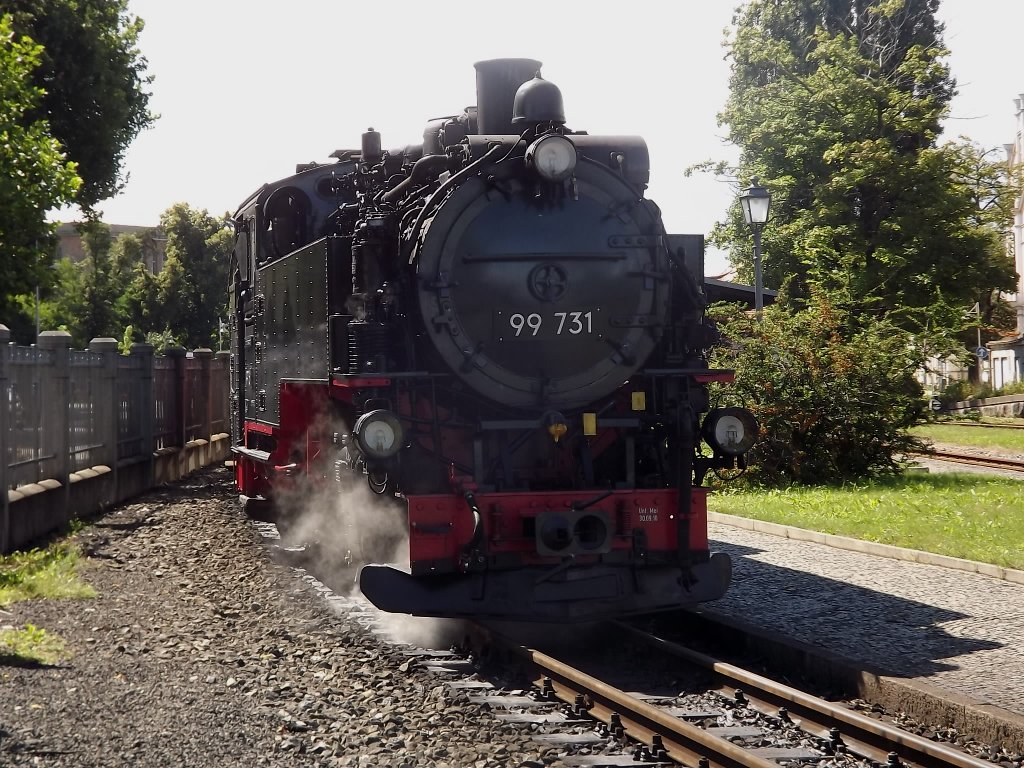 99 731 wartet am 08.08.2011 in Zittau auf Abfahrt nach Oybin. Leider wirkte die dnne aber Flchendeckende Bewlkung wie ein Lichtleiter.