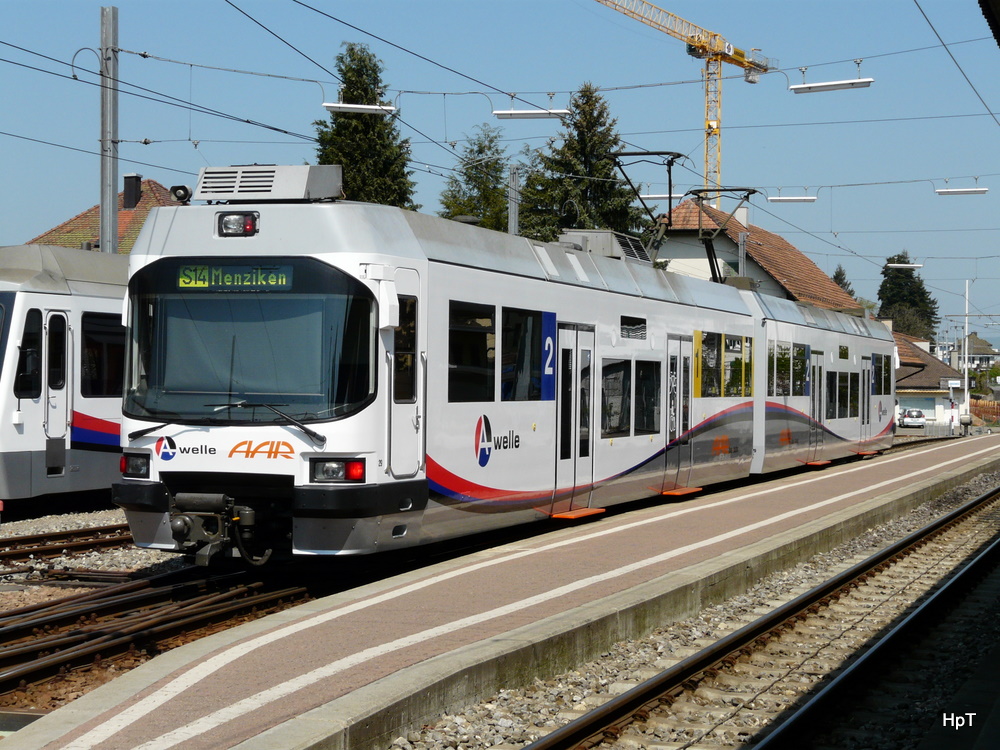 AAR - Treibwagen ABe 4/8 29 im Bahnhof von Schftland am 17.04.2011
