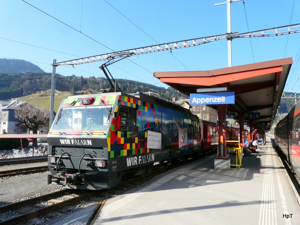 AB - Ge 4/4 1 mit Regio im Bahnhof Appenzell am 26.03.2012