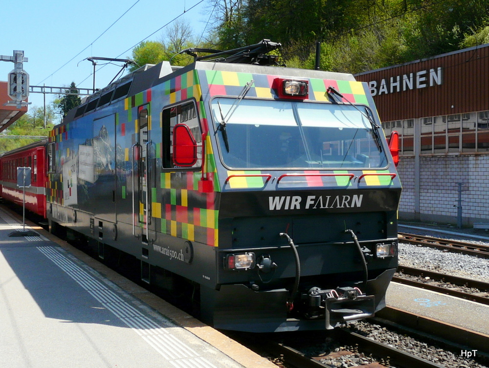 AB - Ge 4/4  1 vor Regio im Bahnhof von Herisau am 08.05.2013