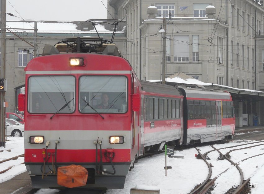 AB - Regio nach Appenzell bei der ausfahrt aus dem Bahnhof St.Gallen am 16.01.2010