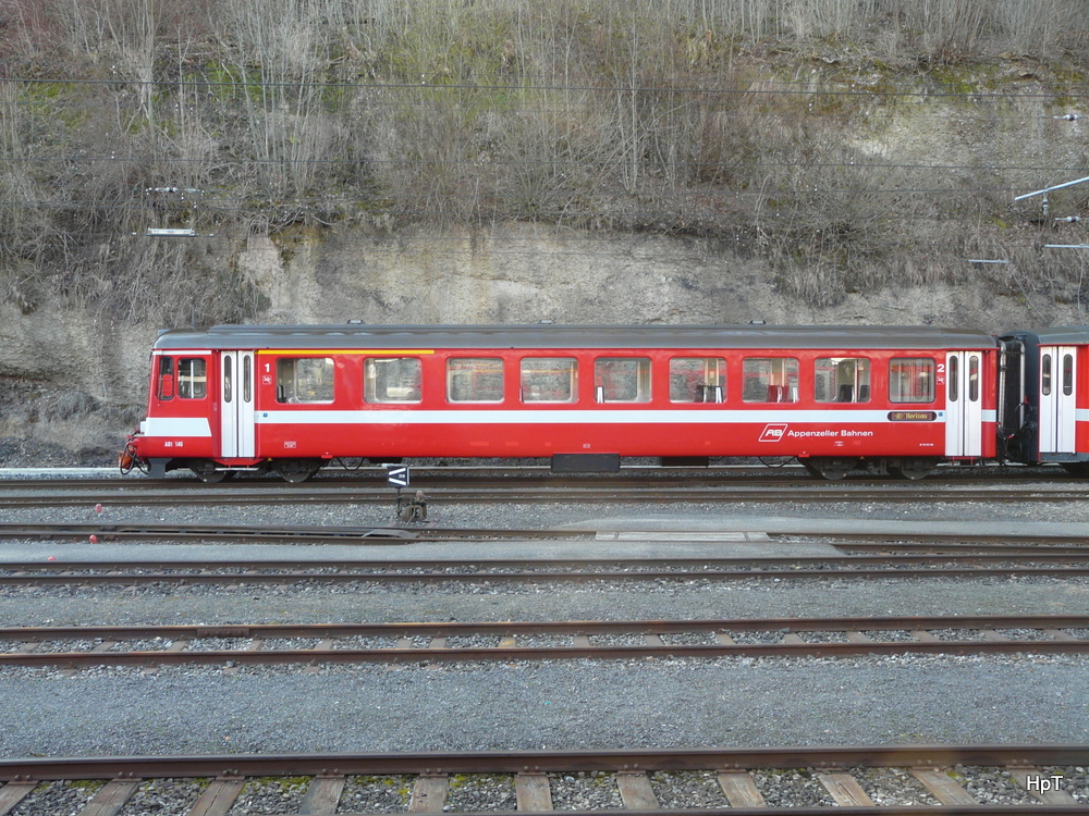 AB - Steuerwagen ABt 146 im Bahnhofsareal von Herisau am 26.03.2012