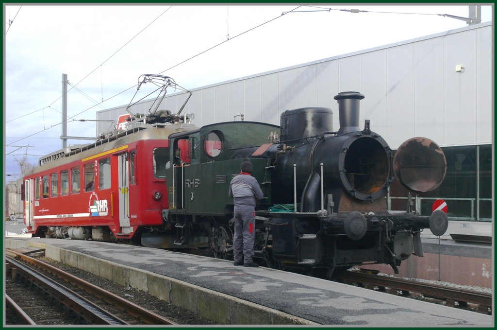 ABDeh 2/4 23 und Rosa Nr. 3 im Bahnhof Heiden. (15.01.2011)