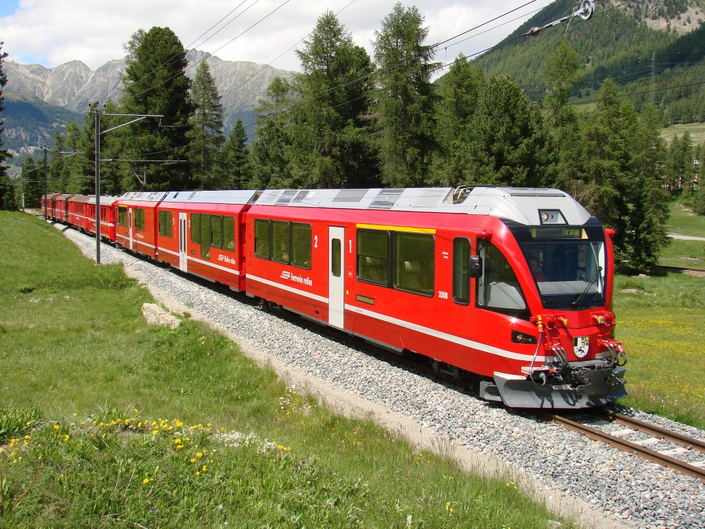 ABe 8/12 3508 zwischen Punt Muragl Staz und Pontresina - 19-06-2011