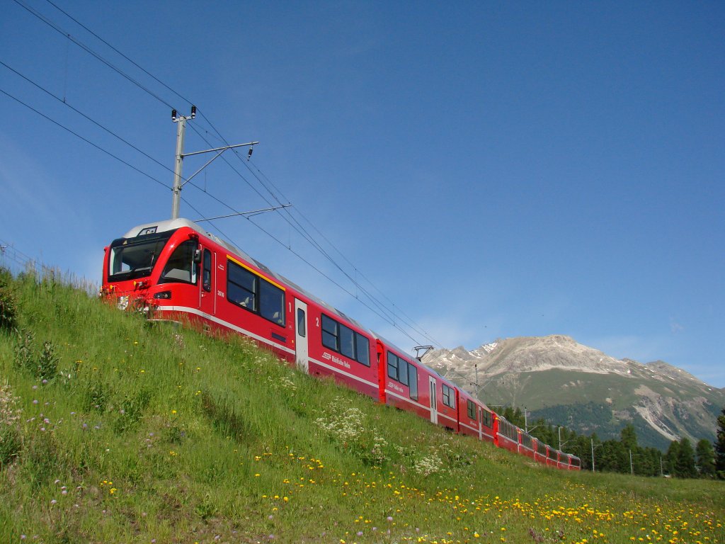 ABe 8/12 3510 - Einfahrt des Bf. Pontresina - 21-06-2011