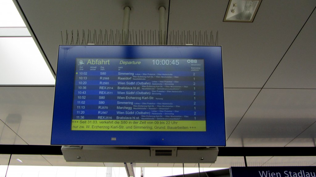 Abfahrtsbersicht in Stadlau am Vormittag des 7.4.2012.