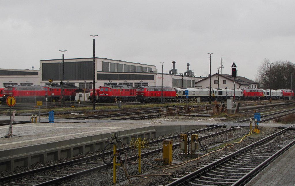 Abgestellte Loks im Bw Mhldorf (Oberbay); 13.01.2011