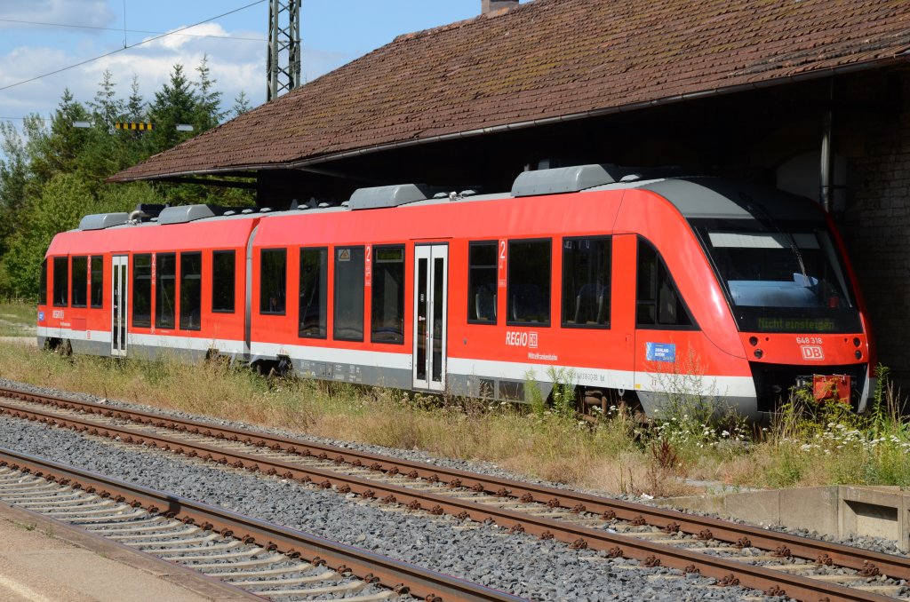Abgestellter Triebzug BR 648 am Bahnhof Steinach, er wird wohl meistens fr die Strecke Neustadt Aisch - Steinach verwendet.